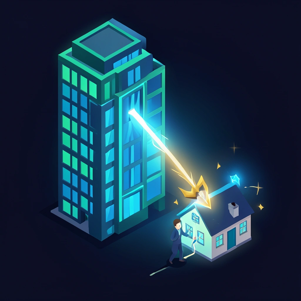 A lender pulling the house away as the seller's equity cracks